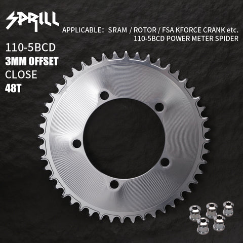 PASS QUEST SPRILL 3mm offset 110BCD (5-bolt AERO) Round Narrow Wide Chainring