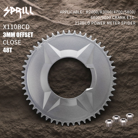 PASS QUEST SPRILL X110BCD-3S 3mm offset (4-bolt AERO) Round Narrow Wide Chainring