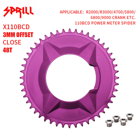 PASS QUEST SPRILL X110BCD-3S 3mm offset (4-bolt AERO) Round Narrow Wide Chainring