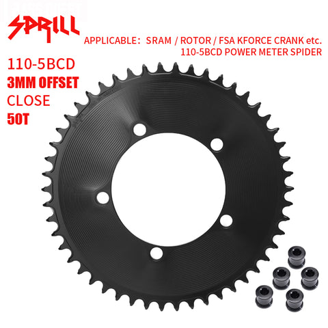 PASS QUEST SPRILL 3mm offset 110BCD (5-bolt AERO) Round Narrow Wide Chainring