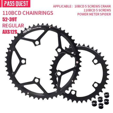 PASS QUEST 2X 110BCD (5-bolt HOLLOW) AXS Sprocket Road Bike 12 speed
