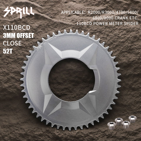 PASS QUEST SPRILL X110BCD-3S 3mm offset (4-bolt AERO) Round Narrow Wide Chainring