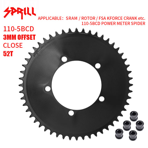 PASS QUEST SPRILL 3mm offset 110BCD (5-bolt AERO) Round Narrow Wide Chainring