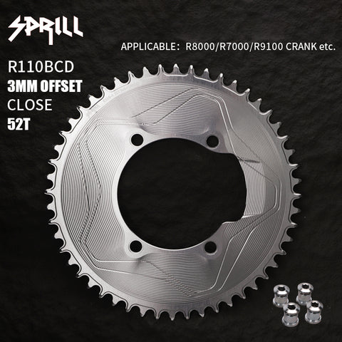 PASS QUEST SPRILL R800 R7000 3mm offset (4-bolt AERO) Round Narrow Wide Chainring