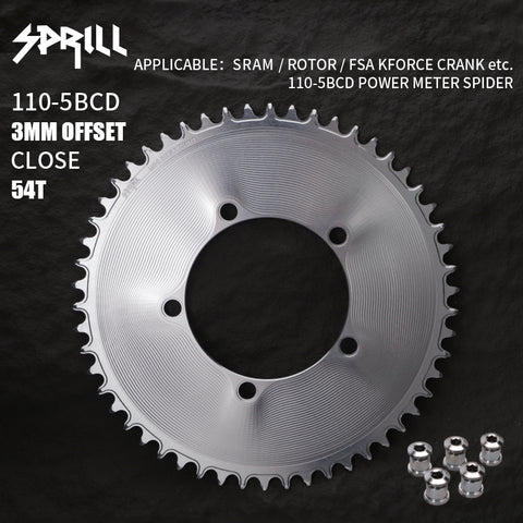 PASS QUEST SPRILL 3mm offset 110BCD (5-bolt AERO) Round Narrow Wide Chainring