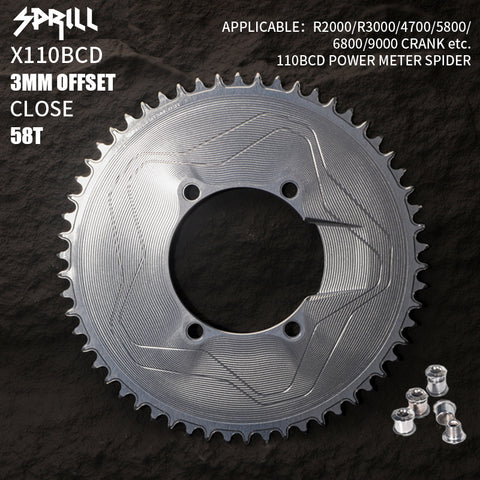 PASS QUEST SPRILL X110BCD 3mm offset(4-bolt AERO) Narrow Wide Chainring
