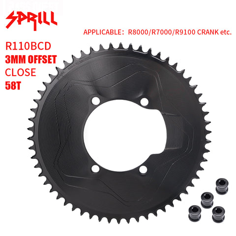 PASS QUEST SPRILL R800 R7000 3mm offset (4-bolt AERO) Round Narrow Wide Chainring