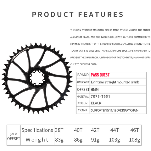 SRAM 8 Bolt (6mm offset) Hollow Round XX SL Narrow Wide Chainring