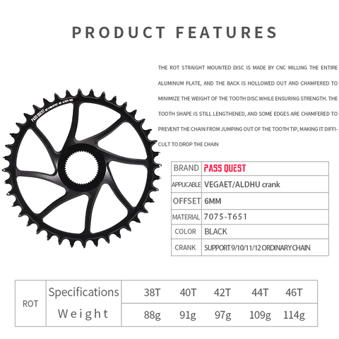 ROTOR (6mm offset ) Aldhu inpower Round Hollow Narrow Wide Chainring