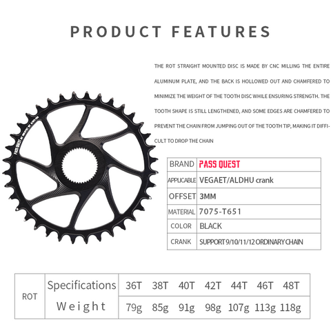 ROTOR (3mm offset )Aldhu inpower Round Hollow Narrow Wide Chainring