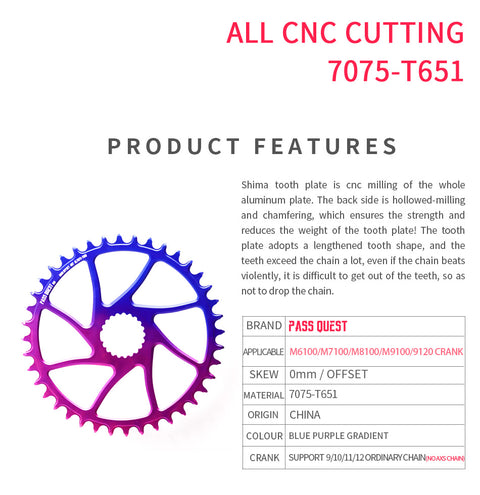 SHIMANO M7100 M8100 M9100(0mm offset) Round Narrow Wide Chainring