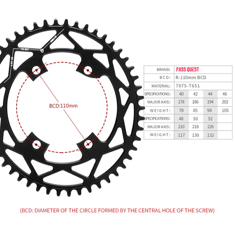 SHIMANO 110BCD R8000 R7000 (4-bolt ) Oval Hollow Narrow Wide Chainring