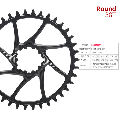 SRAM GXP/DUB 3 Bolt (3mm offset) Round Hollow Narrow Wide Chainring