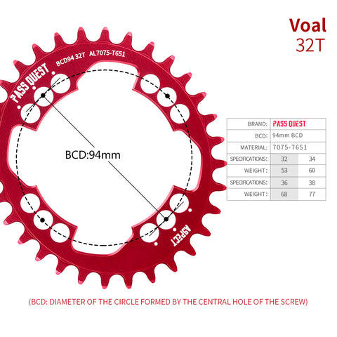 PASS QUEST For SRAM 94 BCD Oval Narrow Wide Chainring