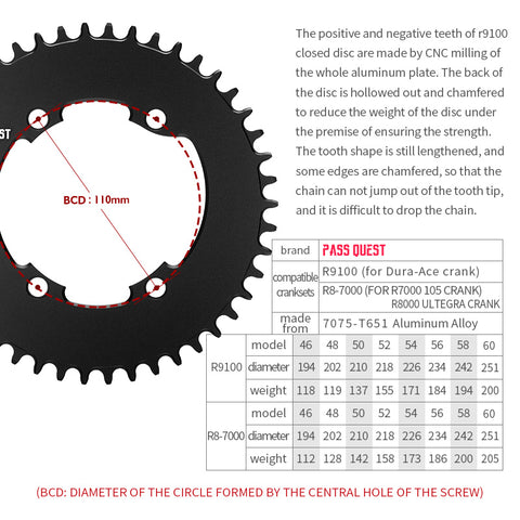 110BCD R8000 R7000 Magene (4-bolt AERO) Narrow Wide Chainring
