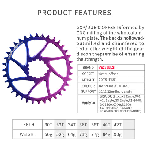 SRAM 3 Bolt (0mm offset) Round Narrow Wide Chainring