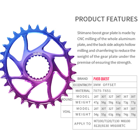 SHIMANO BOOST (3mm offset) Oval /Round Narrow Wide Chainring