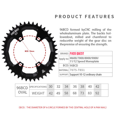 SHIMANO X96 BCD Oval Narrow Wide Chainring