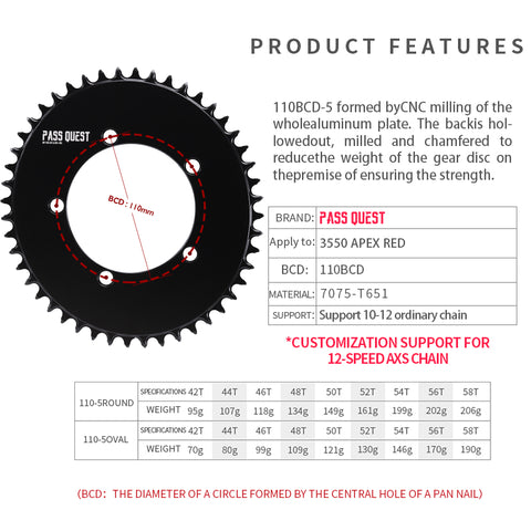 110 BCD (5-bolt AERO) Oval Road Bike Fold Bike Narrow Wide Chainring