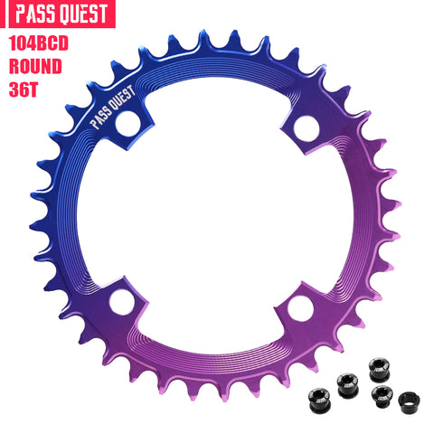 104BCD Round Fade Color Hollow Mountain Bike Narrow Wide Chainring