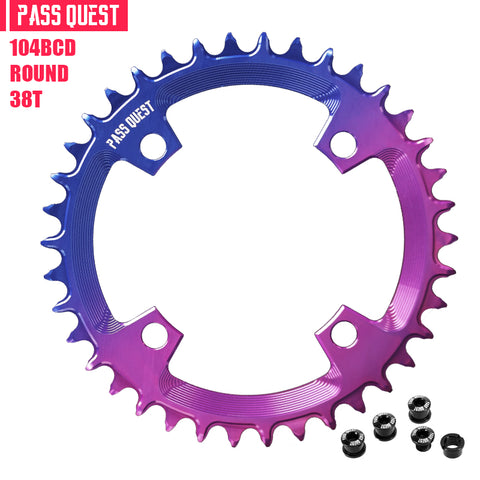 104BCD Round Fade Color Hollow Mountain Bike Narrow Wide Chainring