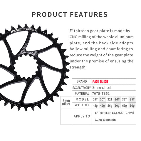 E*THIRTEEN E13 XCX BOOST MTB(3mm offset) Narrow Wide Chainring