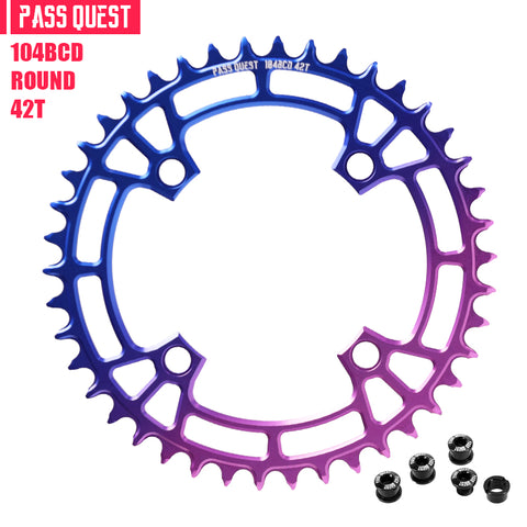 104BCD Round Fade Color Hollow Mountain Bike Narrow Wide Chainring
