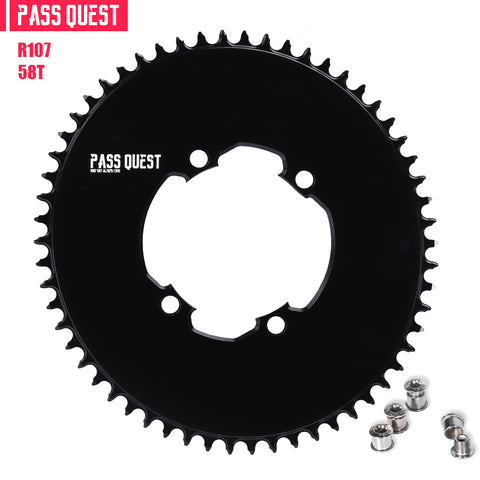 PASS QUEST For SRAM RIVAL 107BCD (4-bolt) Oval AERO Narrow Wide Chainring