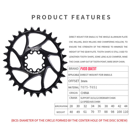 FORCE 8-Peg (3mm offset) Direct Mount Crank Oval XX SL Narrow Wide Chainring