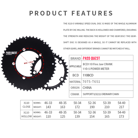 110BCD (5-bolt AERO) 2X Sprocket Round Road Bike Foldable Bicycle 11/12 speed