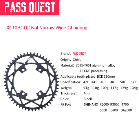 SHIMANO X110 BCD (4-bolt Hollow) Oval/Round Narrow Wide Chainring