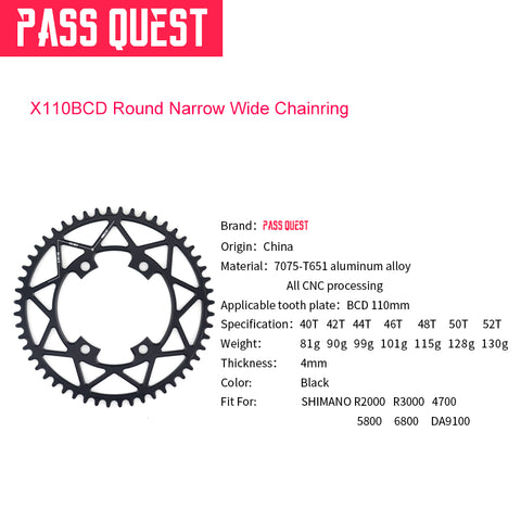 SHIMANO X110 BCD (4-bolt Hollow) Oval/Round Narrow Wide Chainring