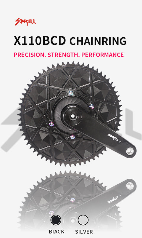 PASS QUEST X110BCD High strength AERO Texture Narrow Wide Chainring 54-66T