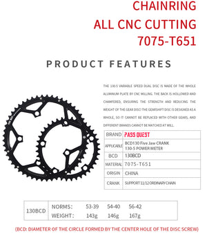 130BCD (5-bolt HOLLOW) 2X Sprocket Round Road Bike Foldable Bicycle 11-12 speed  Gravel bike
