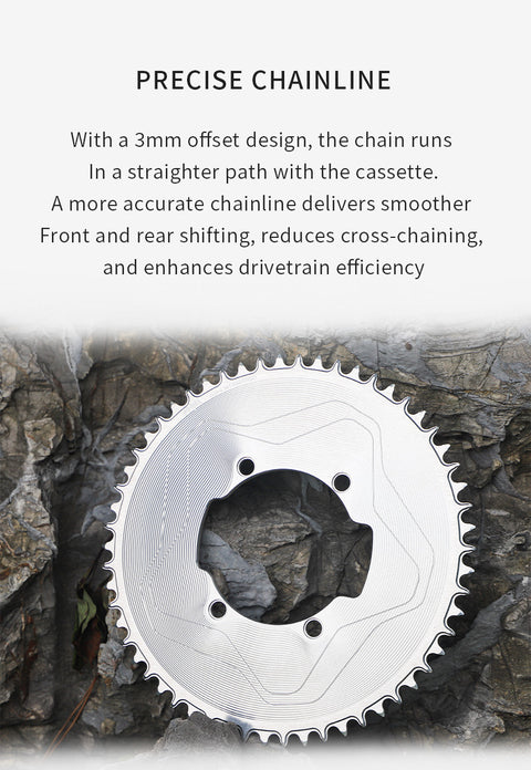 SRAM SRM 110BCD 3mm offset AERO Narrow Wide Chainring 46-58T