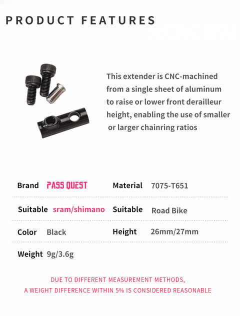 PASS QUEST Road Bike Front Derailleur Extender