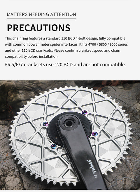 PASS QUEST X110BCD High strength AERO Texture Narrow Wide Chainring 54-66T
