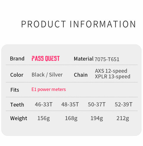 PASS QUEST 2X XPLR thread-mount AXS 12/13s Chianrings