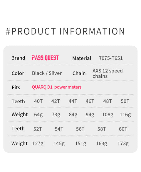 PASS QUEST SPRILL F107BCD 3mm offset AXS (4-bolt AERO) Round  Narrow Wide Chainring（副本）