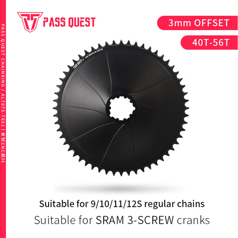 SRAM 3 Bolt (3mm offset) AERO GRAVEL/ROAD Narrow Wide Chainring 40-56T