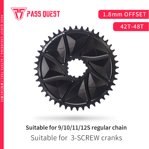 SRAM 3 Bolt (1.8mm offset outward) GRAVEL/ROAD Narrow Wide Chainring 42-48T