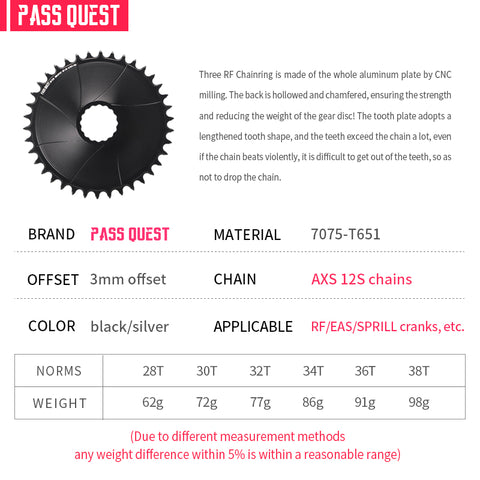 RACE FACE (3mm offset ) AXS AERO Round Narrow Wide Chainring 28-38T