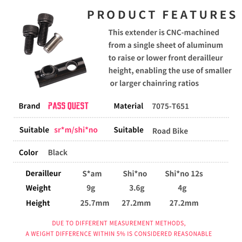 PASS QUEST Road Bike Front Derailleur Extender sram/shimano