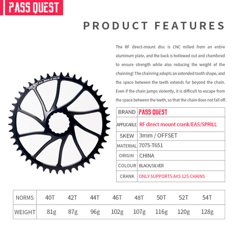 RACE FACE (3mm offset ) AXS Round Narrow Wide Chainring 40-54T