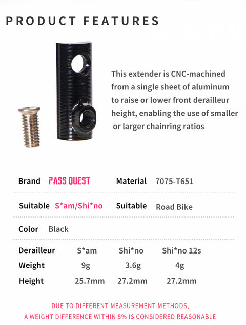PASS QUEST Road Bike Front Derailleur Extender sram/shimano