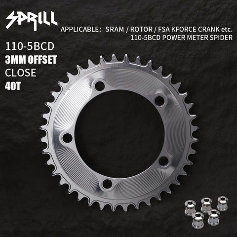 PASS QUEST SPRILL 3mm offset 110BCD (5-bolt AERO) Round  Narrow Wide Chainring