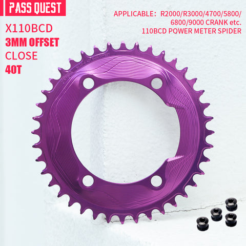 PASS QUEST SPRILL X110BCD 3mm offset (4-bolt AERO) Round  Narrow Wide Chainring