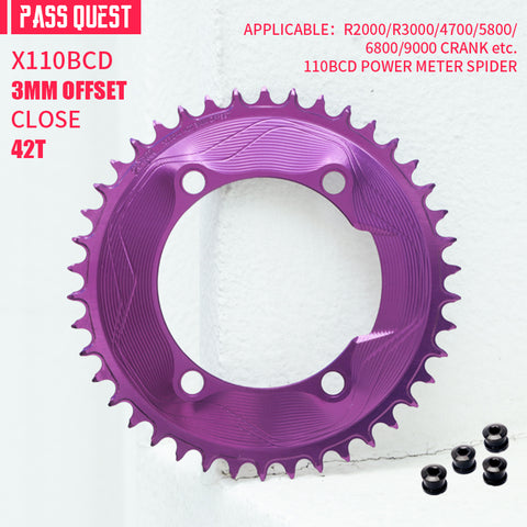 PASS QUEST SPRILL X110BCD 3mm offset (4-bolt AERO) Round  Narrow Wide Chainring