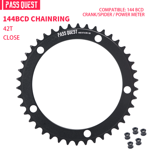 PASS QUEST 144 BCD 1/8" Fixie Single Speed BMX Track Chainring 42-70T
