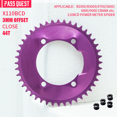 PASS QUEST SPRILL X110BCD 3mm offset (4-bolt AERO) Round  Narrow Wide Chainring